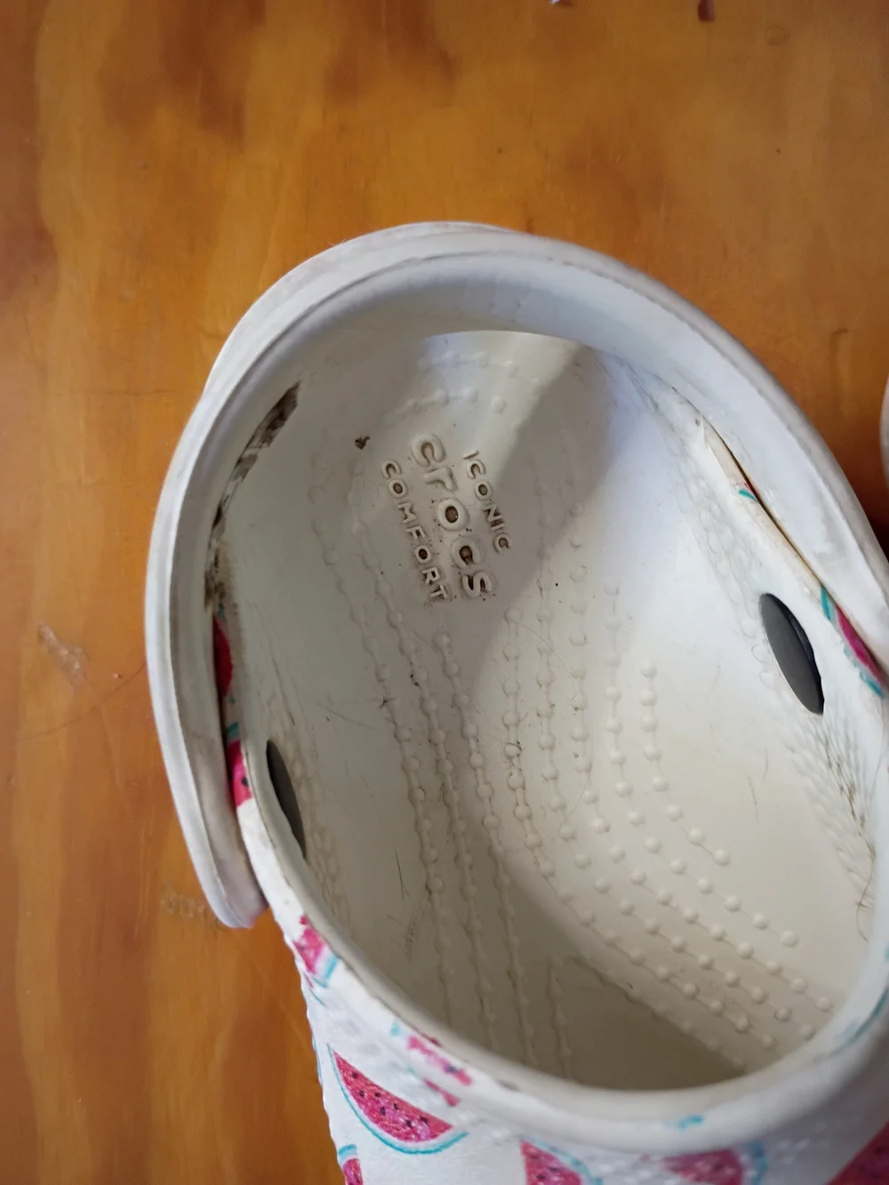 CROCS White Kids Clogs with Pink Watermelon Print